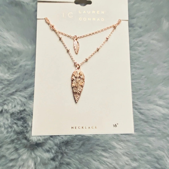 LC Lauren Conrad Double Chain Leaf Pendant Necklace - Picture 2 of 4